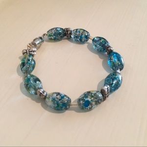 Artisan Turquoise Glass Beaded Bracelet
